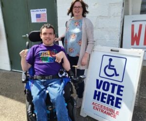 Robert and his Supports Broker, Tina, after voting. 